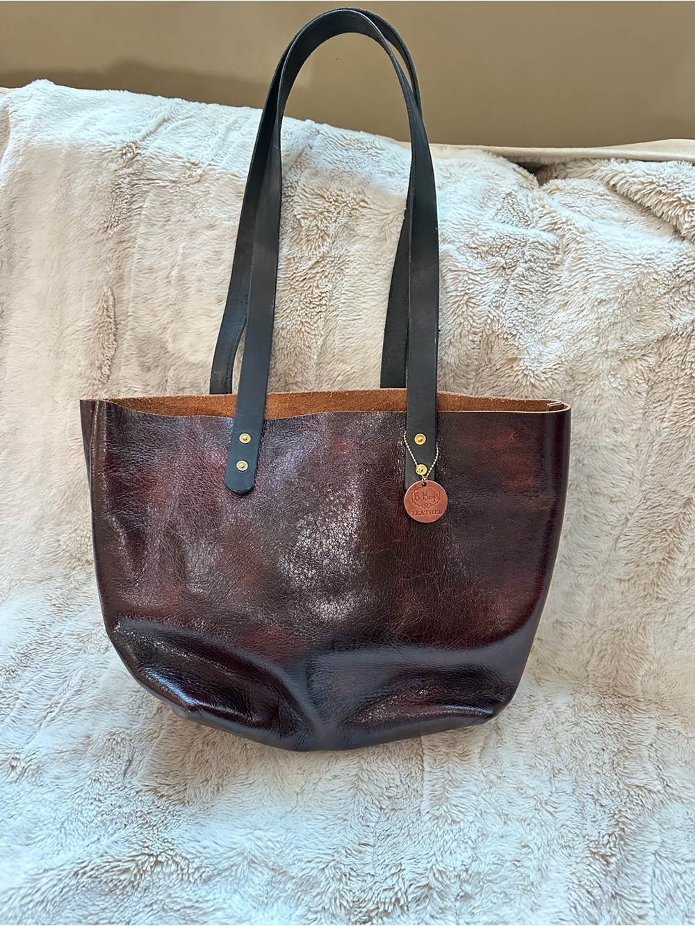 Dark Cherry Bulldog East West Tote